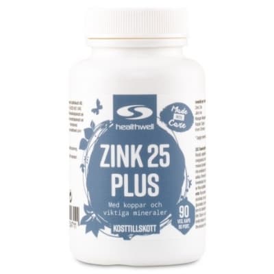 Healthwell Zink 25 Plus – Bäst i test – zink kosttillskott bäst i test 2026