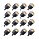 LED, infälld golvlampa med svart skyddshölje, LED-terrassbelysning, infälld golvlampa, takspotlight, IP67, 12 V DC, för kök, trädgård, trappor, balkong, terrass, (varmvit, set med 16, Ø 32 mm)