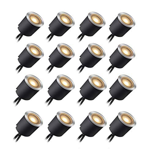 LED, infälld golvlampa med svart skyddshölje, LED-terrassbelysning, infälld golvlampa, takspotlight, IP67, 12 V DC, för kök, trädgård, trappor, balkong, terrass, (varmvit, set med 16, Ø 32 mm) – altanbelysning led bäst i test 2026