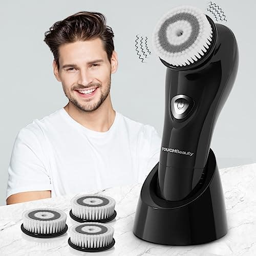 TOUCHBeauty Sonic ansiktsrengöringsborste med 2-växlad avancerad vibrationsteknik med vattentät ansiktsexfolierande massageenhet AG-1487G (grå) – sonisk ansiktsborste bäst i test 2026