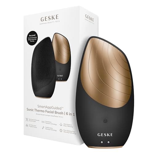 GESKE | SmartAppGuided™ Sonic Thermo Facial Brush | 6 i 1 | hudrengöring | rengöringsborste med värmefunktion | enhet för ansiktsmassage | elektrisk ansiktsborste | ansiktsrengöringsenhet – sonisk ansiktsborste bäst i test 2026