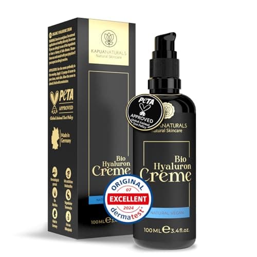 Hyaluron Ansiktskräm Högdos 100ml + Arganolja + Aloe Vera + Kokosolja • 100% Vegansk & BIO • Naturlig Kosmetik Tillverkad i Tyskland ✓ Anti-rynkkräm ✓ Fuktgivande Anti-aging Dag- & Nattkräm – ansiktskräm 100ml bäst i test 2026