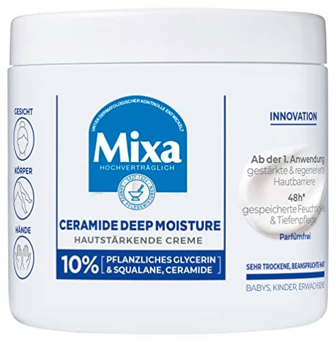 Mixa Hudförstärkningskräm för mycket torr och stressad hud, fuktgivande, närande kräm för att skydda hudbarriären, Ceramide Protect 400 ml – Bästa för pengarna – ansiktskräm med ceramider bäst i test 2026