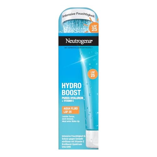Neutrogena Hydro Boost Aqua Fluid Protection Factor 25 (50 ml), lätt ansiktskräm med hyaluronsyra och C-vitamin för intensiv, fettfri dagkräm med SPF – Bästa för pengarna – ansiktskräm med spf bäst i test 2026