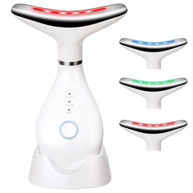 AOGOE Elektrisk Ansiktsmassageapparat, Ansikts- och Nackmassageapparat i 3 Färger, Anti-Rynkor med 45±5°C Värme och 3 Massagelägen, Ansiktsskulptör för Hudåtstramande och Lyftande Anti-Agingapparat