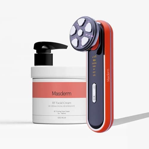 MASDERM - Radiofrekvens ansiktsmaskin med 500 ml RF-ansiktskräm anti-rynk massageapparat HIFU Lyftande elektriskt rengöringsmedel för hemmet och salongen professionell – ansiktsmaskin bäst i test 2026