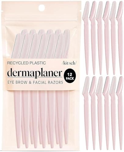 Kitsch Dermaplaning-blad för ansikte – ögonbrynsrakhyvel och ansiktsrakapparater för kvinnor | ansiktsrakhyvlar för kvinnor | Ansiktshårborttagare | Dermaplaning-kit & mikroblad, 12 st (Blush) – Bästa lyxval – ansiktsrakblad dam bäst i test 2026