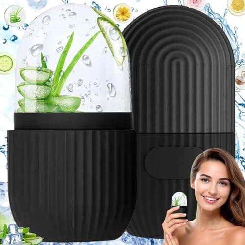 Isrulle ansikte, iscroller ansikte, silikon iscooter, ansikte iscooter, återanvändbar isrulle ansikte för släta ögon, minska porer, ljus hud (svart) – Bästa för pengarna – ansiktsroller bäst i test 2026