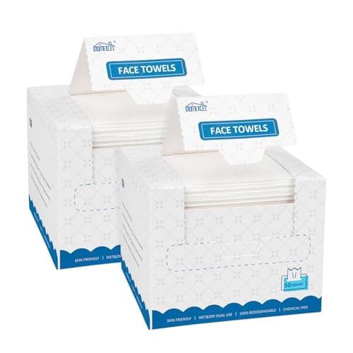 HOMEXCEL Ansiktshanddukar, 100 st (2 lådor) engångshanddukar, biologiskt nedbrytbar sminkborttagare torrvåtservetter, supermjuka rena ansiktshanddukar tvättduk för känslig hud – engångsservetter bäst i test 2026
