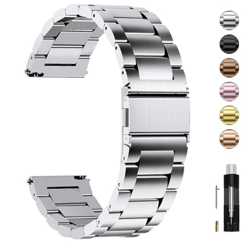 Fullmosa rostfritt stål armband för klocka, 16 mm 18 mm 19 mm 20 mm 22 mm 24 mm metall klockarmband med snabbkoppling lämplig för kvinnor och män – Bästa lyxval – armband till smartklocka bäst i test 2026