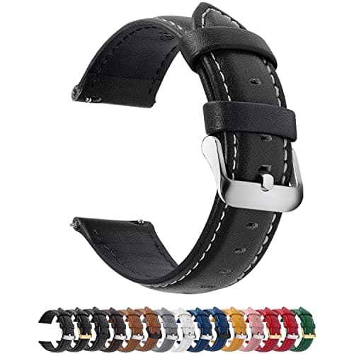Fullmosa Klockarmband 14 mm 16 mm 18 mm 20 mm 22 mm 24 mm, äkta läder Smartwatch armband kompatibel med Watch GT 2/3, Samsung Galaxy Watch 3/4/5/6, Amazfit GTS 4/3/2 mini/2, casio, garmin – armband till smartklocka bäst i test 2026