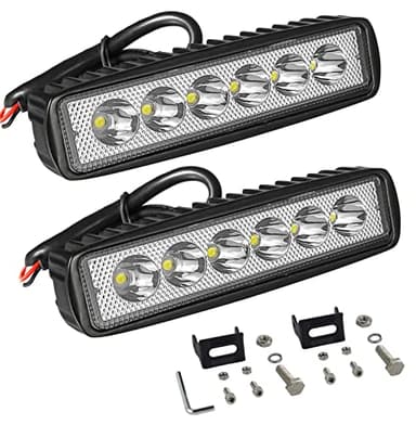Willpower LED-ljusramp, 15 cm, 2 st. 18 W enkelradig spotlight, smala mini-LED-moduler, arbetsbelysning, terrängkörning, dimljus för terrängfordon, fyrhjulingar, lastbilar, motorcyklar, båtar