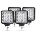 Arbetsbelysning LED 12/24 V, Kraumi 4 x 48W Ljusramp 3500 LM off road Strålkastare för Backup-område för Rzr, ATV, UTV, SUV, Lastbil, Båt, Motorcykel, Traktor (Fyrkant, 4 st)