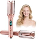 Automatisk locktång för hår: 25 mm automatisk locktång med 14 temperaturnivåer och 5 timmar - Beach Waves långt hår locktång med LED-skärm, anti-brännskydd