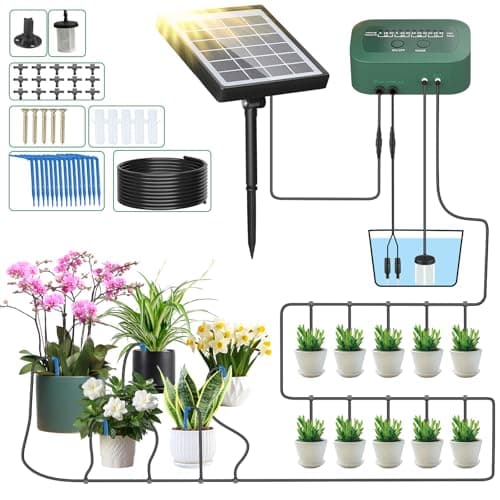 PChero Solcellsbevattningssystem med timer, automatiskt bevattningssystem med 15 m slang för trädgård, växthus, balkongkrukväxter, grönsaker, utomhus och inomhus – Bäst i test – automatisk växtbevattning bäst i test 2026