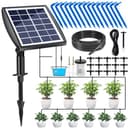 Solcellsbevattningssystem, 15 m, automatiskt trädgårdsbevattningssystem, soldrivet droppbevattningsset med vattensensor för trädgård, balkongväxter, krukväxter utomhus