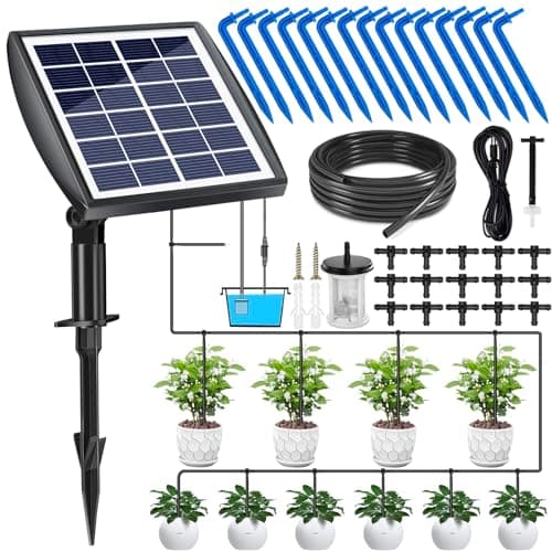Solcellsbevattningssystem, 15 m, automatiskt trädgårdsbevattningssystem, soldrivet droppbevattningsset med vattensensor för trädgård, balkongväxter, krukväxter utomhus – Bästa lyxval – automatisk växtbevattning bäst i test 2026