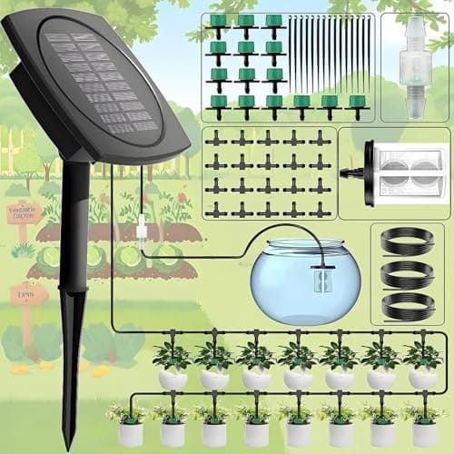 Yowin Solbevattningssystem, automatisk bevattning för växter på semester, bevattningssystem balkong med anti-sifon, 12 timer, 15m slang, droppbevattning för utomhus trädgård växthus upphöjd säng – Bästa för pengarna – automatisk växtbevattning bäst i test 2026