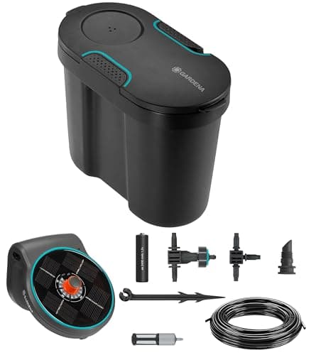 Gardena AquaBloom-set för solcellsdriven bevattning inklusive vattenreservoar: Solcellsdrivet bevattningsset för upp till 20 balkongväxter – styrenhet med 14 bevattningsprogram (13301-20) – automatisk växtbevattning bäst i test 2026