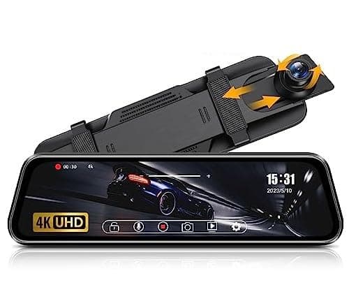 4K spegelbilkamera backspegelkamera med 64G SD-kort backkamera spegelbilkamera med 10" IPS pekskärm dashcam bil fram bak 170° vidvinkel WDR loopinspelning G-sensor – Bäst i test – backspegelkamera bäst i test 2026