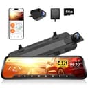 WOLFBOX G930 25 cm backspegelkamera med 5,8 GHz WiFi, 4K fram- och bakinstrumentkamera med WDR, pekskärm, parkeringsmonitor, backhjälp, inkluderar 64 GB kort och GPS