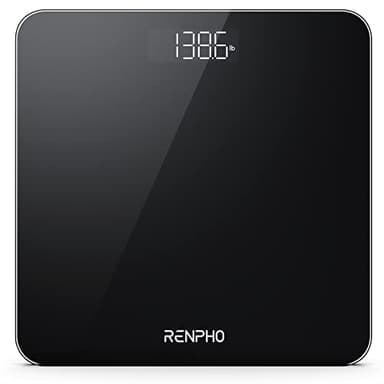 RENPHO Digital Badrumsvåg Våg med Högprecisionssensorer Kroppsviktsvåg för Fitness (Sten/lb/kg) - Svart, Stor Plattform 280 * 280 mm