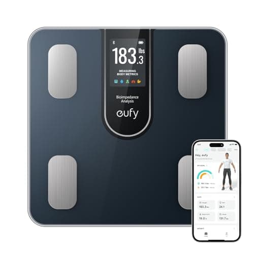 eufy Smart personvåg C20, digital kroppsfettvåg, stor TFT-skärm, Bluetooth, 16 uppmätta värden för vikt, BMI och mer, flera lägen, hög precision – Bästa lyxval – badrumsvåg bäst i test 2026
