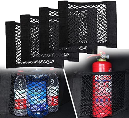 Bagagelucka nätväska 4 delar bil bagagenät, 30 x 25 cm, universal bagagelucka skyddsnät elastisk bagagelucka förvaring nät med kardborreband för bil/SUV bagagenät av nylon – Bästa lyxval – bagagenät bil bäst i test 2026