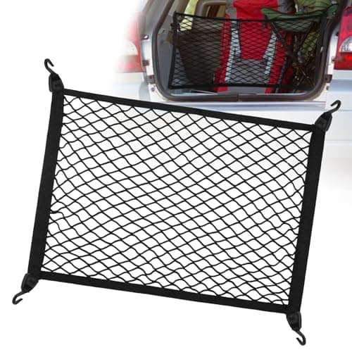 Yimomoyi Lastnät 80 x100 cm, Bagagelucka nätväska, universal bagagelucka skyddsnät elastisk nylonbagageorganisatör för bilbagageutrymme, fordon, skåpbil, SUV, 4 krokar ingår(svart) – bagagenät bil bäst i test 2026
