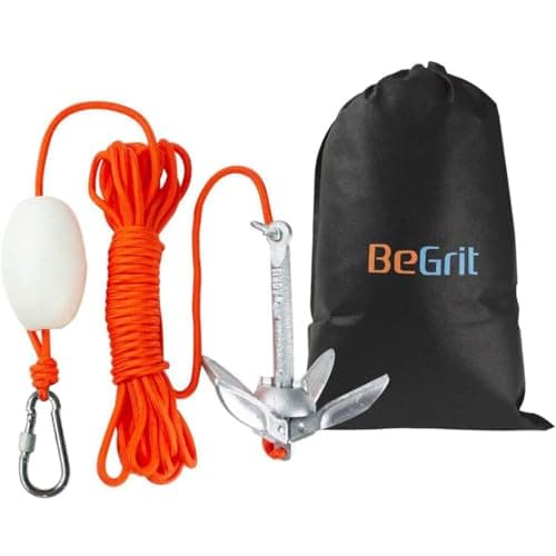 BeGrit Kajakankare 0,7 kg litet båtankarkit hopfällbart grapnel ankare kolstål för kanot jet skidor SUP och paddelbräda med 10 m ankare dragrep bärväska – grappin ankare båt bäst i test 2026