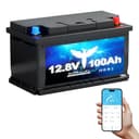 Elfhub LiFePO4-bilbatteri på 12 V/100 Ah Bluetooth,100A BMS, >5000 ggr, djupcykel,1280 W,avstängningsskydd vid låg temperatur, för husbil, camping, båt och solceller i hemmet (12V 100Ah mit Bluetooth)