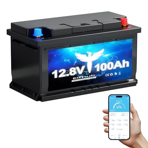 Elfhub LiFePO4-bilbatteri på 12 V/100 Ah Bluetooth,100A BMS, >5000 ggr, djupcykel,1280 W,avstängningsskydd vid låg temperatur, för husbil, camping, båt och solceller i hemmet (12V 100Ah mit Bluetooth) – Bäst i test – båtbatteri lithium bäst i test 2026
