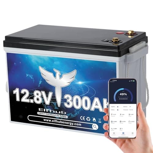 Elfhub LiFePO4 12V batteri på 300Ah med skydd för låga temperaturer, BMS, och 3 000–15 000 laddningscykler, 3840 Wh-litiumbatteri för husbil, solcellsanläggning, båtar, hushåll, solpanelssatser – Bästa lyxval – båtbatteri lithium bäst i test 2026