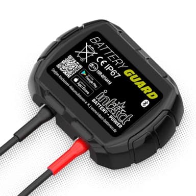intAct Battery-Guard, batterimonitor för Bluetooth-övervakning av 12V bly- och litiumbatterier, med spännings- och temperaturvisning
