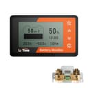LiTime 500 A batterivakt med LCD-display och shunt, 8 V-120 V batterimonitor för husbil, golfbil, solcellsbatteri med Buzzzer-larm, kapacitet procentandel tid effekt voltmeter display