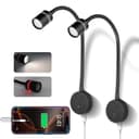 acegoo 12V LED-läslampa husbil båt dimbar 4000K & röd nattlampa, inbyggd 20W typ-c-laddare flexibel svanhals lampa för skåpbil resa släpvagn lastbil bilar interiörbelysning (2 Pcs)