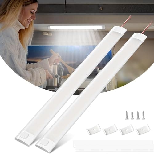 Bonlux 12 V interiör LED-lampor bar skåpbil, 120 lysdioder 12 V LED-remsa lampa för husbil husbil båt husbil kök med strömbrytare, 6 000 K, ultratunn design, 2-pack – Bästa för pengarna – båtbelysning inne bäst i test 2026