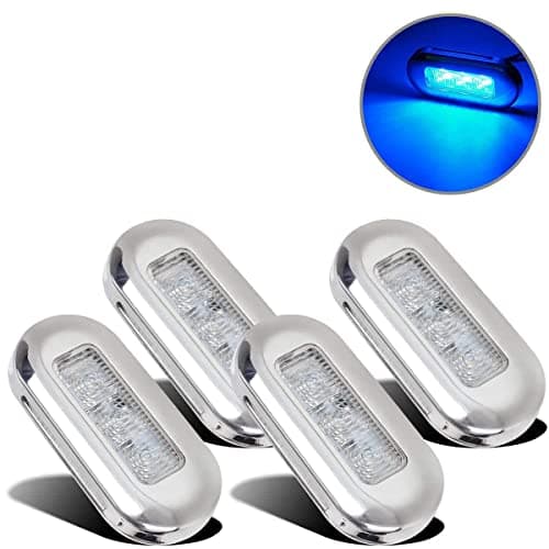 Greluma 4 St Vattentät Båt Marina LED-Ljus med Tillstånd Interiör Däcksljus Navigation Akterspegel Akterkabin Belysning för Pontonfiskebåt Kajak Segelbåt bas Båtfartyg (3 Lysdioder, Blått Ljus) – Redaktionens val – båtbelysning ute bäst i test 2026
