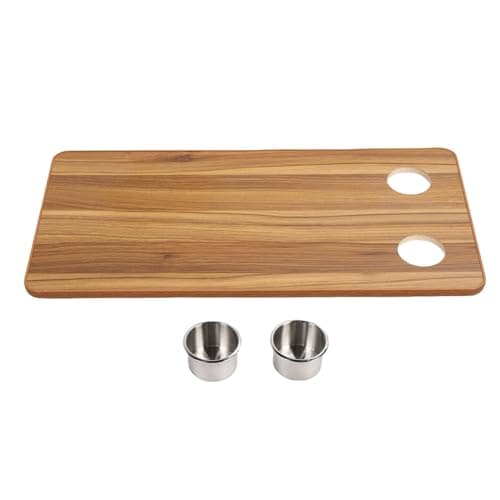 AKLOSIPY Avtagbar RV -bordsskiva Avtagbar Båtbord Top Foldbar Matbord 31.5x15.75 Tum Fast trä med 2 Rostfritt Stålkopphållare för RV -husbilbåtbåt (Brunträstrim) – fast båtbord bäst i test 2026