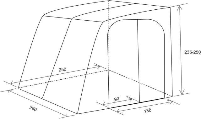 Weekender glasfiberförstärkt förtält 260 cm – Bäst med glasfiberbågar – förtält husvagn bäst i test 2026