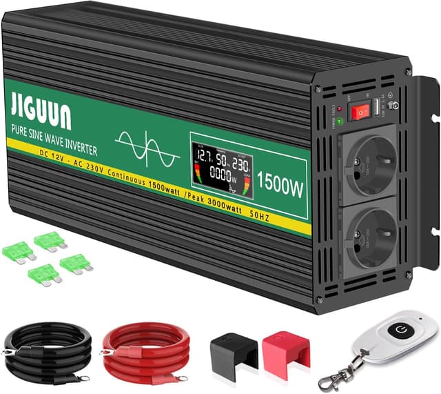 JIGUUN 1500W Inverter – Bäst med fjärrkontroll – inverter husbil bäst i test 2026