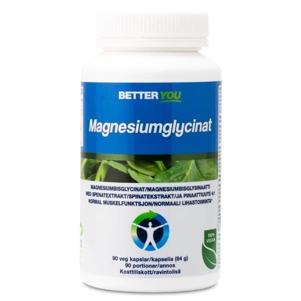 Better You Magnesiumglycinat 90 kaps (Svensk Hälsokost) – Bäst premium – magnesiumglycinat bäst i test 2026
