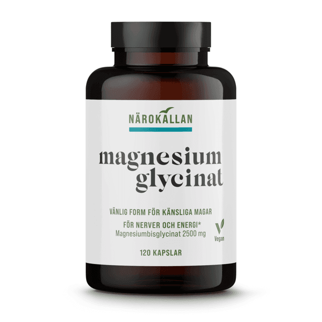 Närokällan Magnesiumglycinat 120 kaps (MEDS) – Bäst för känslig mage – magnesiumglycinat bäst i test 2026