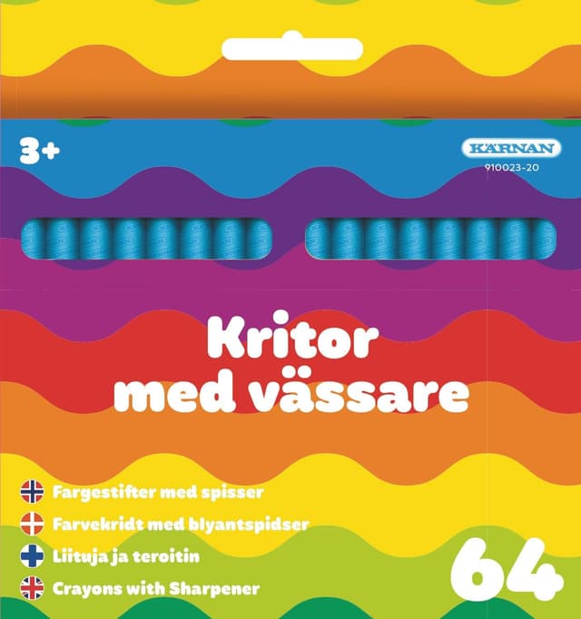Kritor 64 st med vässare – Budgetval – målarlåda / kritor set bäst i test 2026