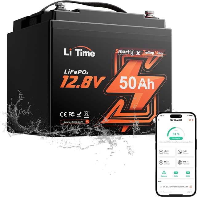 Litime LiFePO4 50 Ah Bluetooth – Bäst för trollingmotorer – marinbatteri bäst i test 2026