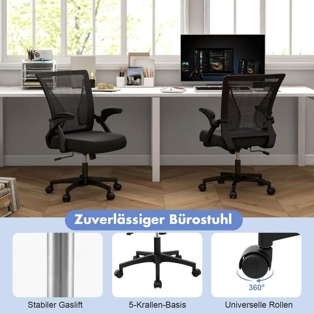 Medium-back med fällbara armstöd – Budgetval – ergonomisk kontorsstol bäst i test 2026