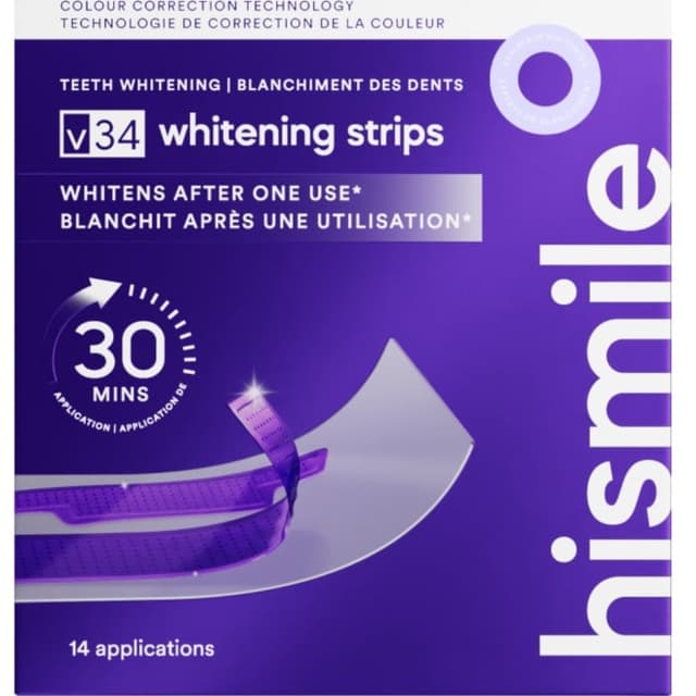 Hismile V34 Whitening Strips – Bästa färgkorrigering – tandblekning strips bäst i test 2026