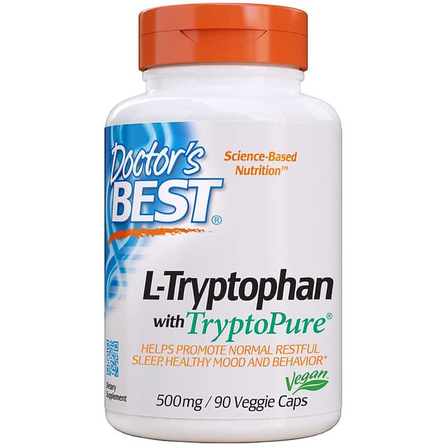 Doctor’s Best L-Tryptofan 500 mg, 90 veganska kapslar – Bästa premiumval – tryptofan bäst i test 2026