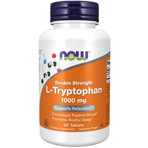 NOW L-Tryptofan Dubbel styrka 1000 mg – Bäst för högdos – tryptofan bäst i test 2026