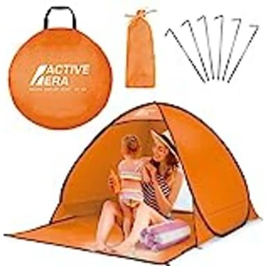 Active Era Active Era Pop Up Tält Strandtält Klassad UPF 50 för UV-Solskydd Inkluderar Bärväska och Tältpinnar Strandtält Popup Orange